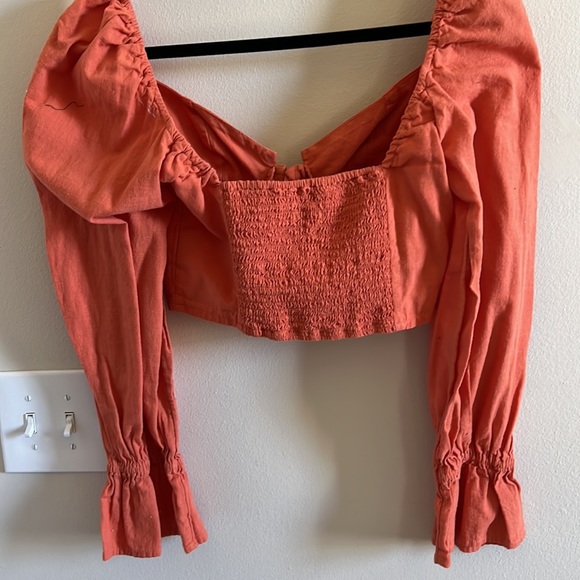 Coral Clasp Front Long Sleeve Blouse - Picture 2 of 3